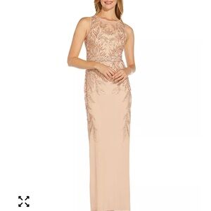 NWT Papell studio Adrianna Papell Blush Embroidered Maxi Dress